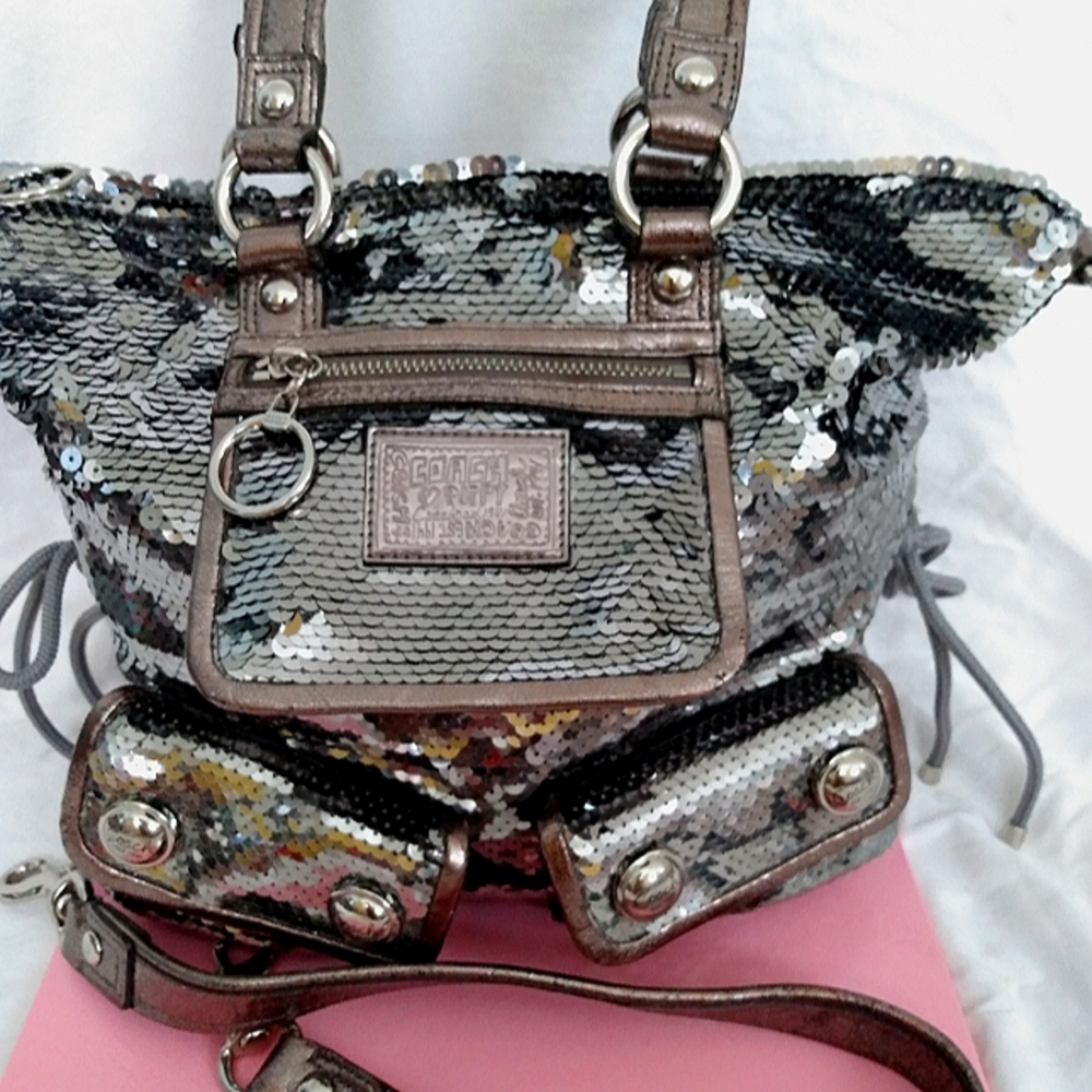 Ltd Edition COACH Poppy Spotlight Tote in Gunmetal Silver